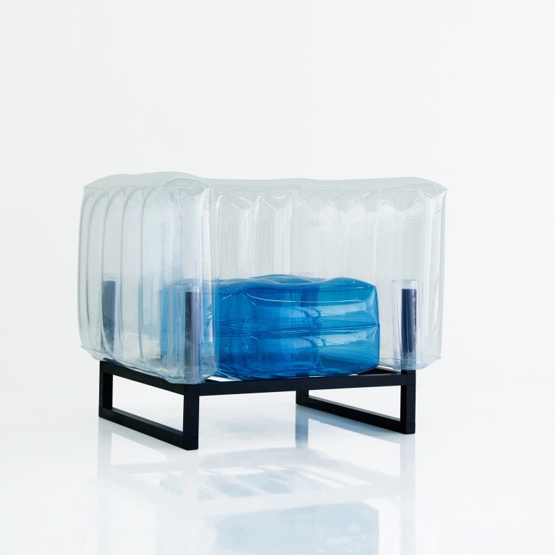 Zweifarbiger Sessel YOMI - Blau - Transparent