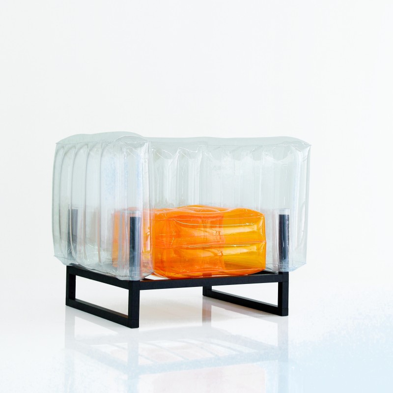 Yomi armchair two-tone - Orange - Transparent