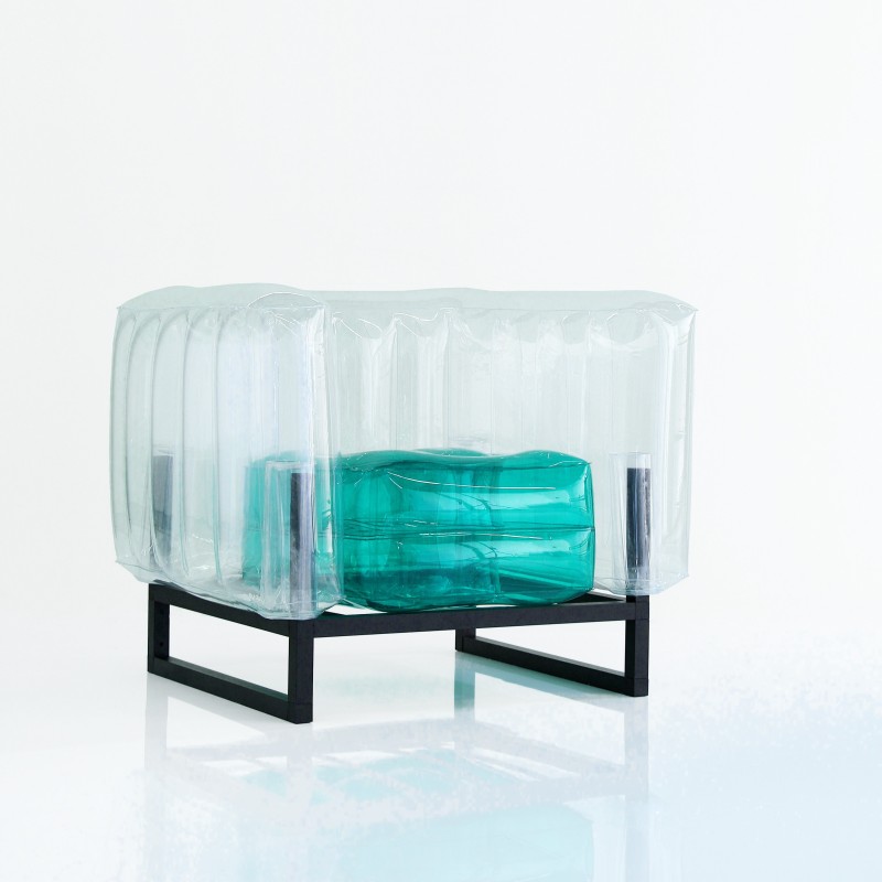 Yomi armchair two-tone - Green - Transparent