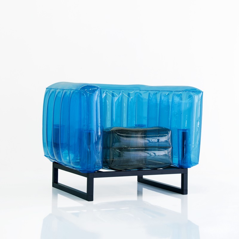 Yomi armchair two-tone - Black - Blue