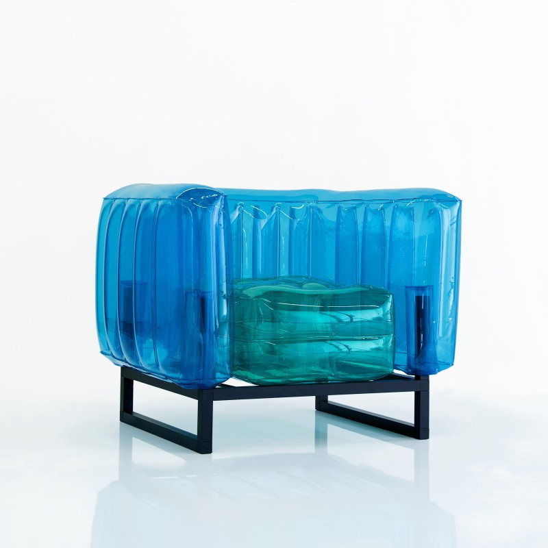 Yomi armchair two-tone - Green - Blue