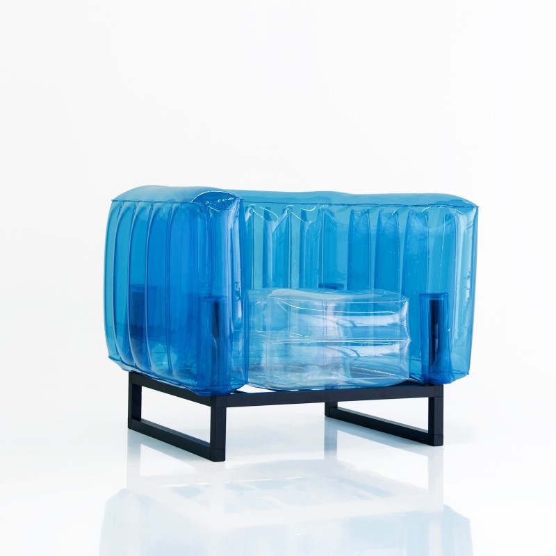 Yomi armchair two-tone - Transparent - Blue