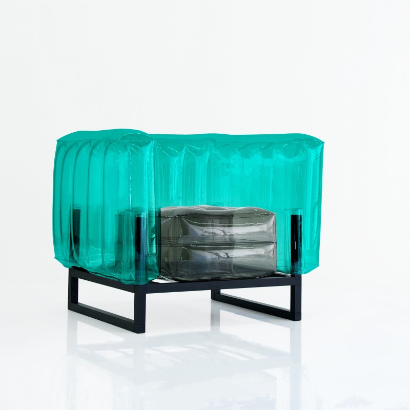 Zweifarbiger Sessel YOMI - Schwarz - Grün