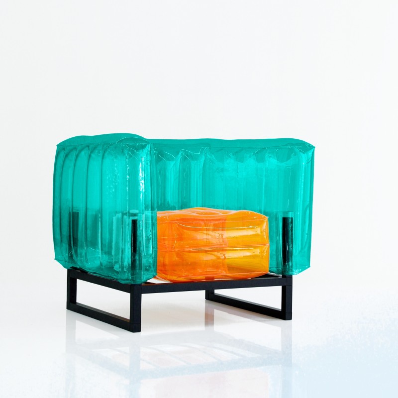 Yomi armchair two-tone - Orange - Green