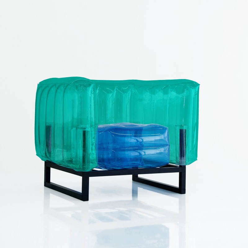 Zweifarbiger Sessel YOMI - Blau - Grün