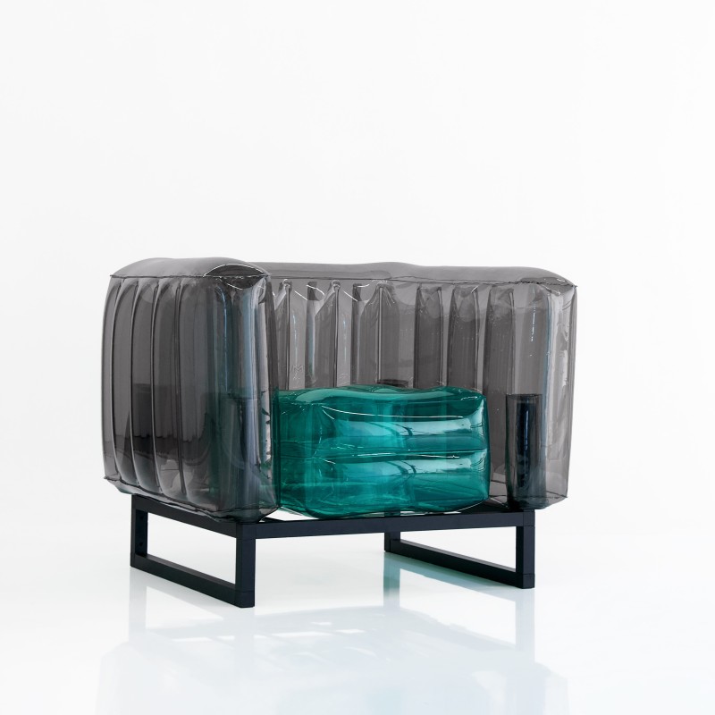 Zweifarbiger Sessel YOMI - Grün - Schwarz