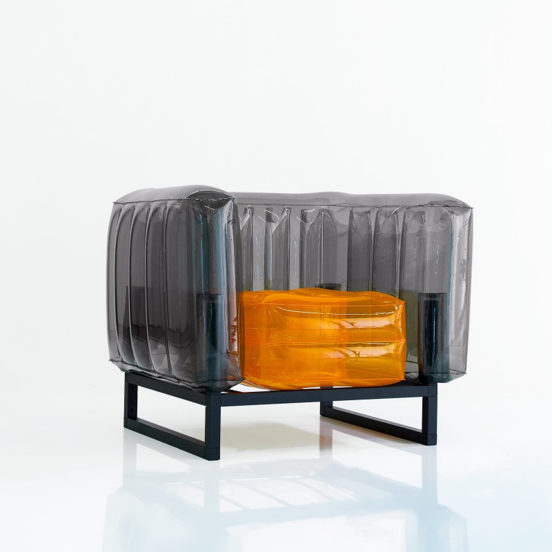 Yomi armchair two-tone - Orange - Black
