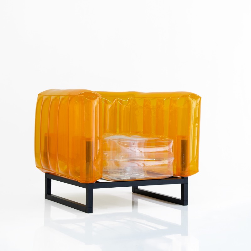 Zweifarbiger Sessel YOMI - Transparent - Orange