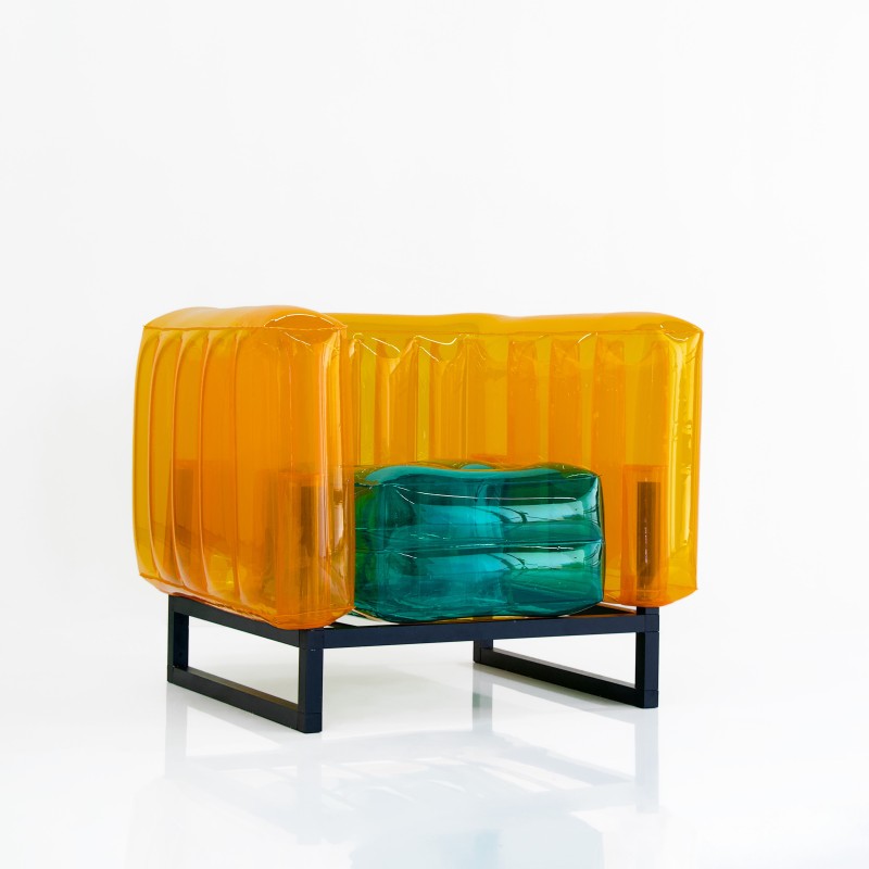 Zweifarbiger Sessel YOMI - Grün - Orange