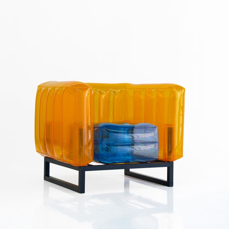 Yomi armchair two-tone - Blue - Orange