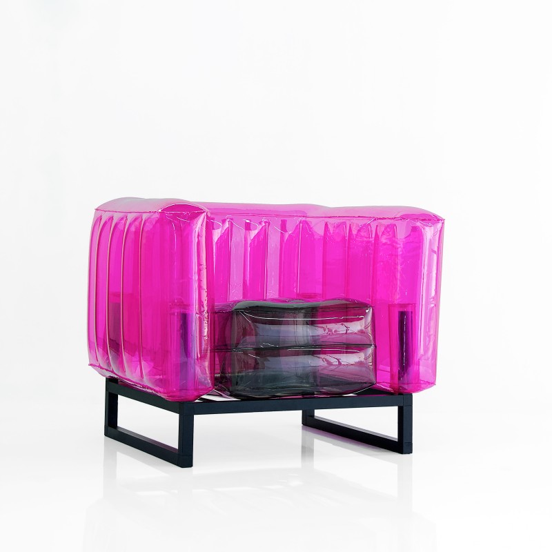 Zweifarbiger Sessel YOMI - Schwarz - Pink