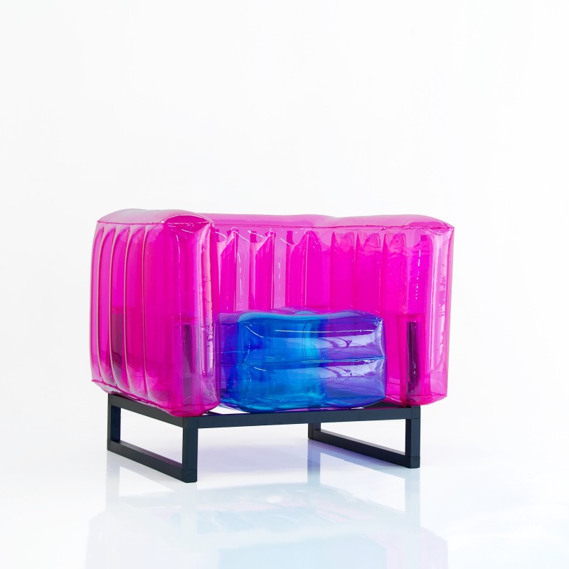 Zweifarbiger Sessel YOMI - Blau - Pink