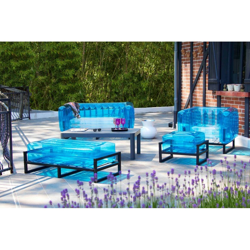 Zweifarbiger Sessel YOMI - Transparent - Blau
