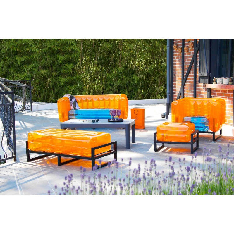 Zweifarbiger Sessel YOMI - Blau - Orange