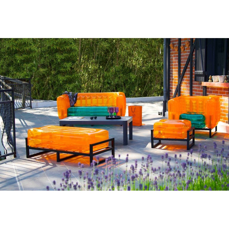 Yomi armchair two-tone - Green - Orange