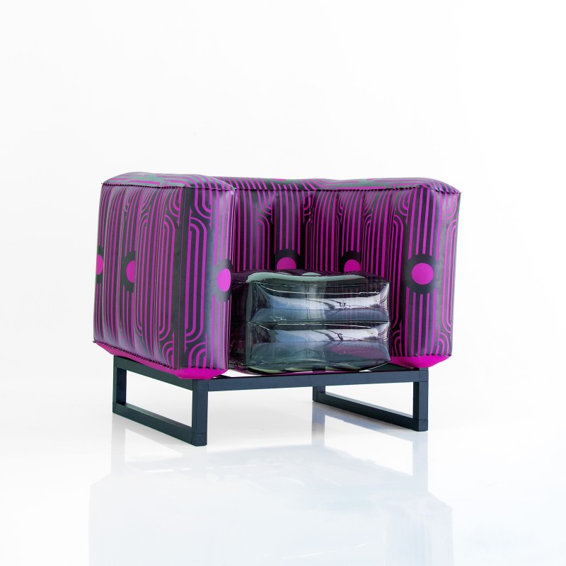 YOMI "Open Bar Pink" armchair, black seat By...