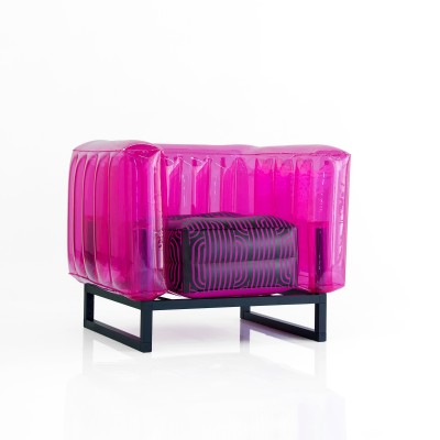 Luminous YOMI armchair "OPEN BAR PINK" Pink Back - By Society of Wonderland