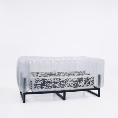 YOMI "COCKTAIL RUKA III" White Luminous Sofa, Cristal Back - by NEP