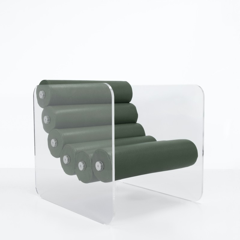 MW02 Sessel, Sitz aus Schaumstoff und Leder -...