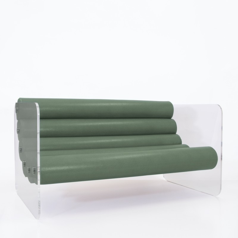 Sofa MW02 foam and leather seat - GREEN